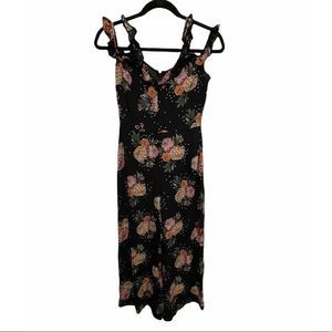 Topshop petite black floral jumpsuit